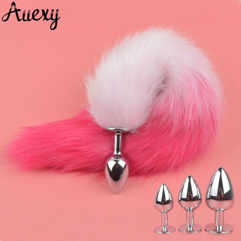 Metal Anal Toys Fox Tail Anal Plug Erotic Toys